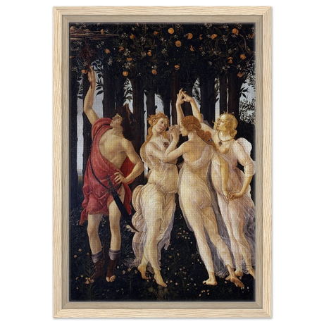 Primavera by Sandro Botticelli | Vintage wall art print - 30x45 cm / 12x18″ - Framed Canvas - Wood frame