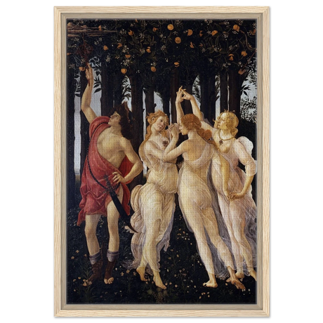 Primavera by Sandro Botticelli | Vintage wall art print - 40x60 cm / 16x24″ - Framed Canvas - Wood frame