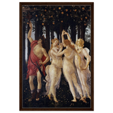 Primavera by Sandro Botticelli | Vintage wall art print - 60x90 cm / 24x36″ - Framed Canvas - Dark wood frame