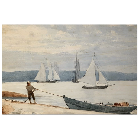 Pulling the Dory – Maritime Vintage Wall Art Print | Winslow Homer - Wood Prints - 40x60 cm / 16x24″ - 