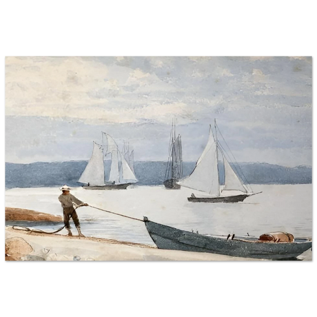 Pulling the Dory – Maritime Vintage Wall Art Print | Winslow Homer - Fine Art Poster - 40x60 cm / 16x24″ - 