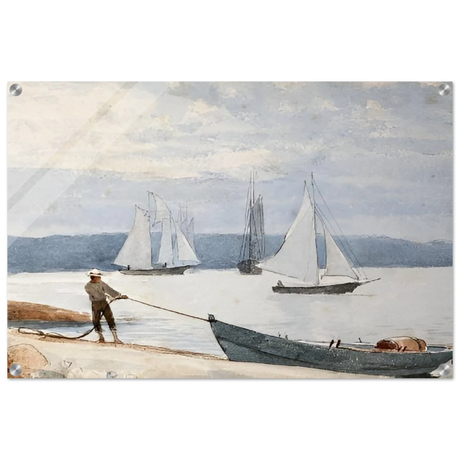 Pulling the Dory – Maritime Vintage Wall Art Print | Winslow Homer - Acrylic Print - 50x75 cm / 20x30″ - 