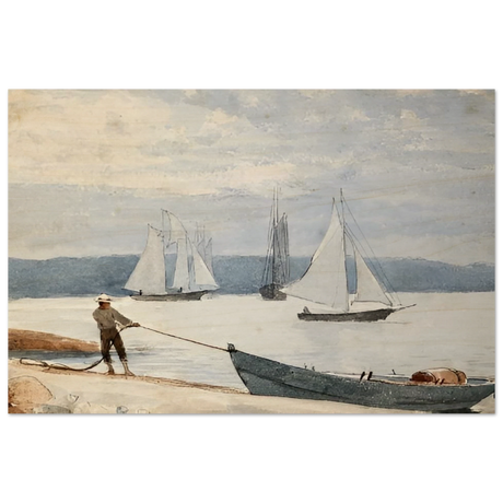 Pulling the Dory – Maritime Vintage Wall Art Print | Winslow Homer - Wood Prints - 60x90 cm / 24x36″ - 