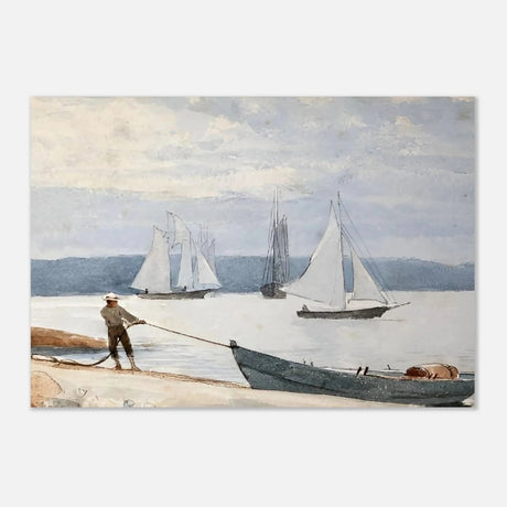 Pulling the Dory – Maritime Vintage Wall Art Print | Winslow Homer - Aluminum Print - 70x100 cm / 28x40″ - 