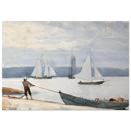 Pulling the Dory – Maritime Vintage Wall Art Print | Winslow Homer - Fine Art Poster - 70x100 cm / 28x40″ - 