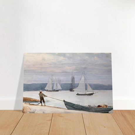 Pulling the Dory – Maritime Vintage Wall Art Print | Winslow Homer - Brushed Aluminum Print - 60x90 cm / 24x36″ - 
