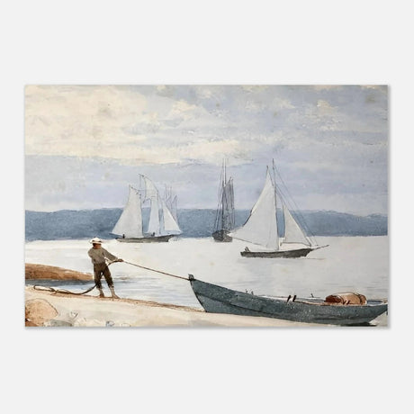Pulling the Dory – Maritime Vintage Wall Art Print | Winslow Homer - Aluminum Print - 30x45 cm / 12x18″ - 