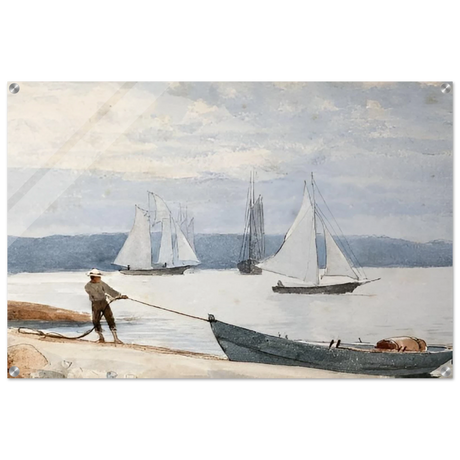 Pulling the Dory – Maritime Vintage Wall Art Print | Winslow Homer - Acrylic Print - 60x90 cm / 24x36″ - 
