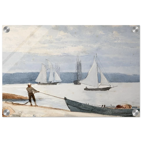 Pulling the Dory – Maritime Vintage Wall Art Print | Winslow Homer - Acrylic Print - 30x45 cm / 12x18″ - 
