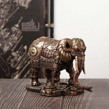 Punk Whale Ship Steampunk Statue Tabletop Decoration Object Accessories - Elephant - 