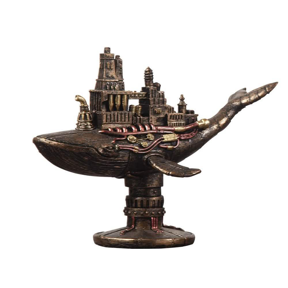 Punk Whale Ship Steampunk Statue Tabletop Decoration Object Accessories - Whale - 