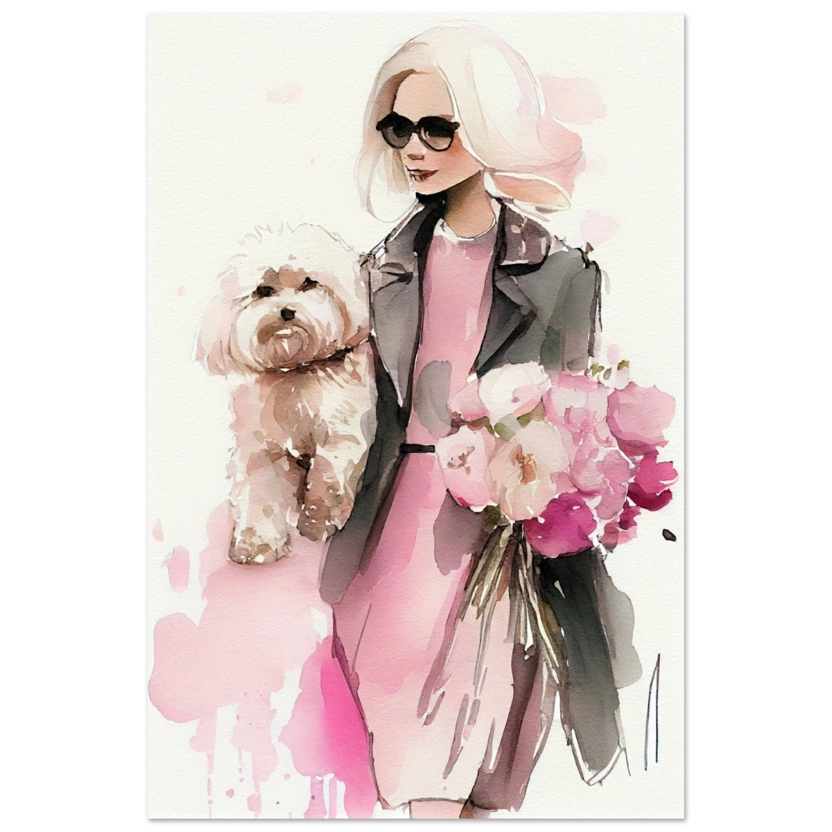 Puppy Love in Style | Contemporary Figurative Art | wall Art Print - Aluminum Print - 40x60 cm / 16x24″ - 