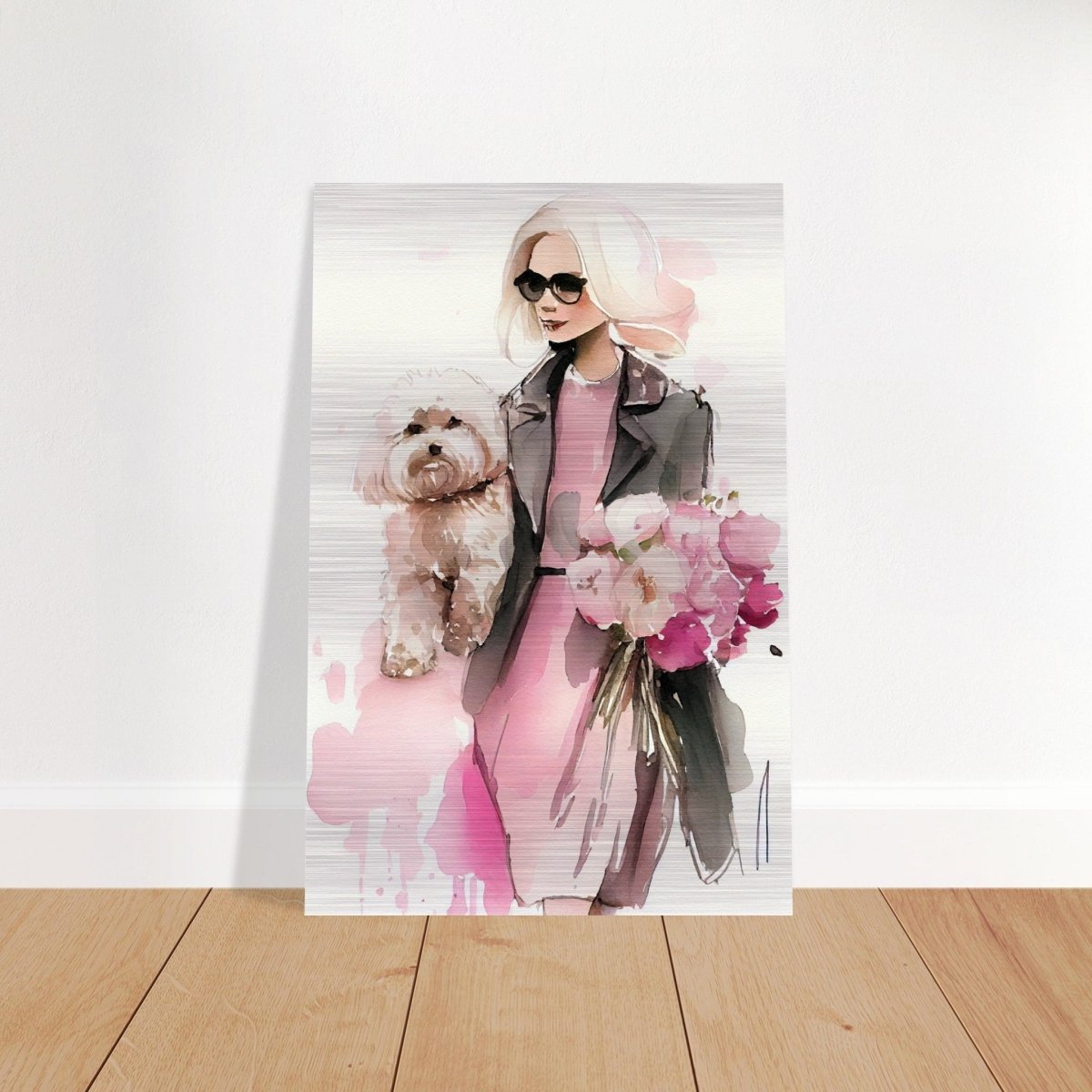 Puppy Love in Style | Contemporary Figurative Art | wall Art Print - Brushed Aluminum Print - 30x45 cm / 12x18″ - 