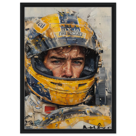 Racing Legend – The Spirit of Speed & Determination | Racing collection wall art print - Framed Canvas - 50x70 cm / 20x28″ - Black frame