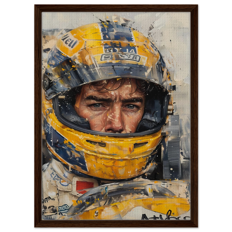 Racing Legend – The Spirit of Speed & Determination | Racing collection wall art print - Framed Canvas - 50x70 cm / 20x28″ - Dark wood frame
