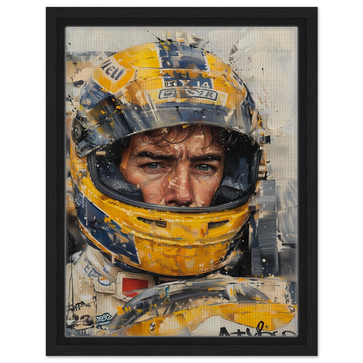 Racing Legend – The Spirit of Speed & Determination | Racing collection wall art print - Framed Canvas - 30x40 cm / 12x16″ - Black frame