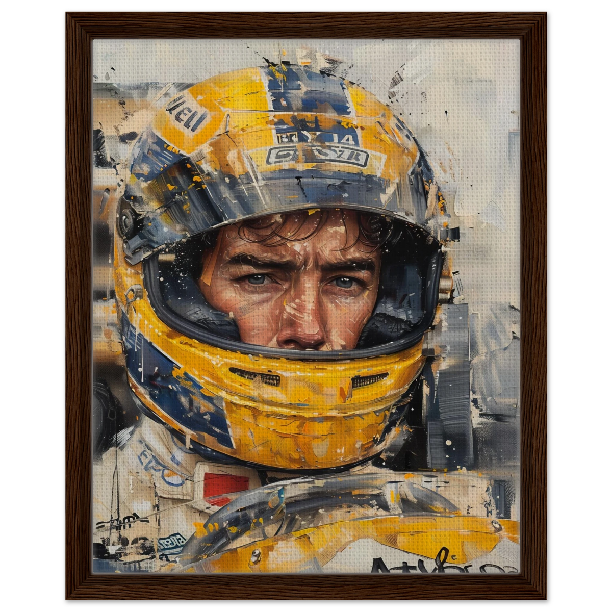 Racing Legend – The Spirit of Speed & Determination | Racing collection wall art print - Framed Canvas - 40x50 cm / 16x20″ - Dark wood frame