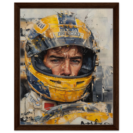 Racing Legend – The Spirit of Speed & Determination | Racing collection wall art print - Framed Canvas - 40x50 cm / 16x20″ - Dark wood frame