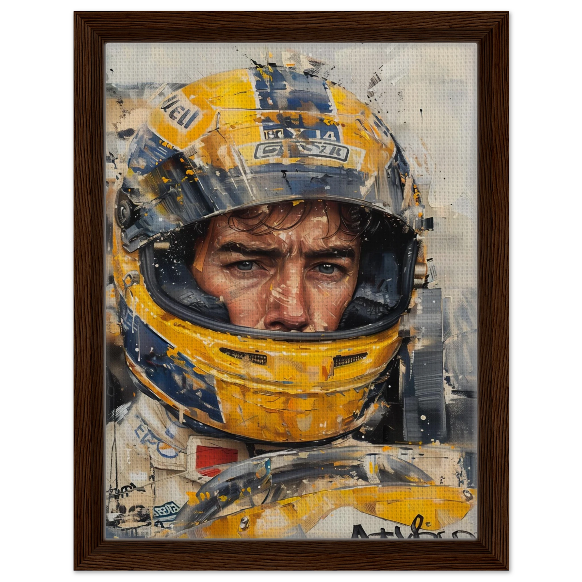 Racing Legend – The Spirit of Speed & Determination | Racing collection wall art print - Framed Canvas - 30x40 cm / 12x16″ - Dark wood frame