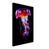 Radiant Abyss: The Neon Jellyfish | Animal art print - Canvas - 40x60 cm / 16x24″ - 
