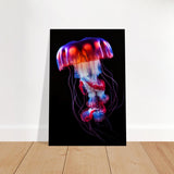 Radiant Abyss: The Neon Jellyfish | Animal art print - Brushed Aluminum Print - 30x45 cm / 12x18″ - 