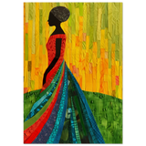 Radiant Silhouette – Afrocentric Collage Wall Art Print - Wood Prints - 70x100 cm / 28x40″ - 