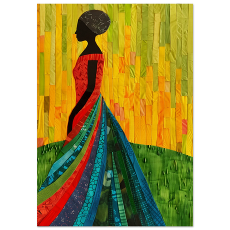 Radiant Silhouette – Afrocentric Collage Wall Art Print - Wood Prints - 70x100 cm / 28x40″ - 