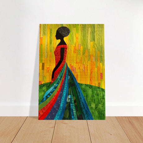 Radiant Silhouette – Afrocentric Collage Wall Art Print - Brushed Aluminum Print - 70x100 cm / 28x40″ - 