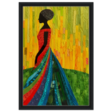 Radiant Silhouette – Afrocentric Collage Wall Art Print - Framed Canvas - 40x60 cm / 16x24″ - Black frame