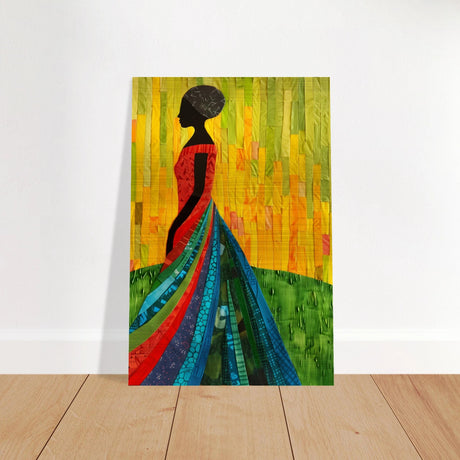 Radiant Silhouette – Afrocentric Collage Wall Art Print - Brushed Aluminum Print - 20x30 cm / 8x12″ - 