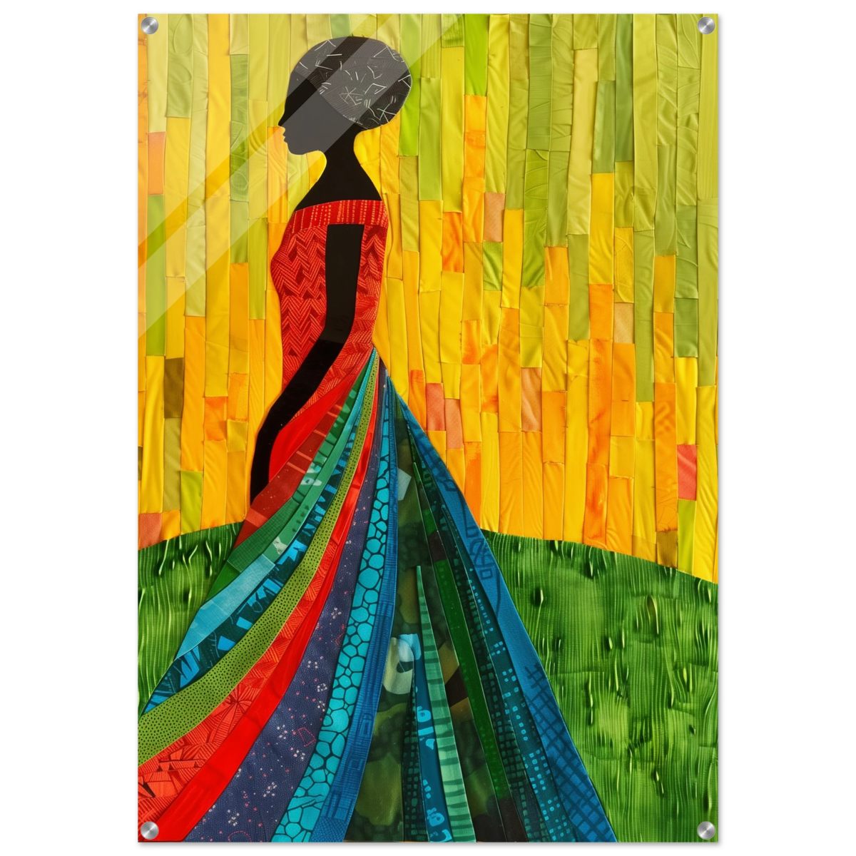 Radiant Silhouette – Afrocentric Collage Wall Art Print - Acrylic Print - 70x100 cm / 28x40″ - 