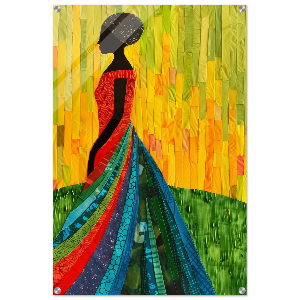 Radiant Silhouette – Afrocentric Collage Wall Art Print - Acrylic Print - 60x90 cm / 24x36″ - 