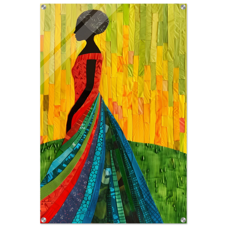 Radiant Silhouette – Afrocentric Collage Wall Art Print - Acrylic Print - 60x90 cm / 24x36″ - 