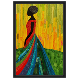 Radiant Silhouette – Afrocentric Collage Wall Art Print - Framed Canvas - 50x75 cm / 20x30″ - Black frame