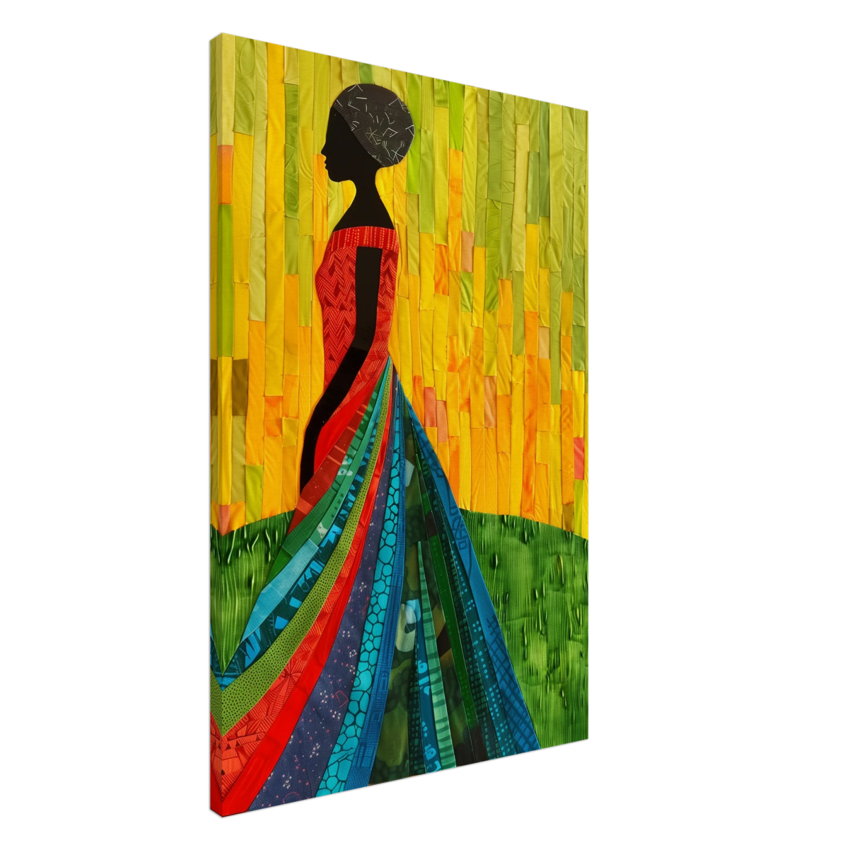 Radiant Silhouette – Afrocentric Collage Wall Art Print - Canvas - 60x90 cm / 24x36″ - 