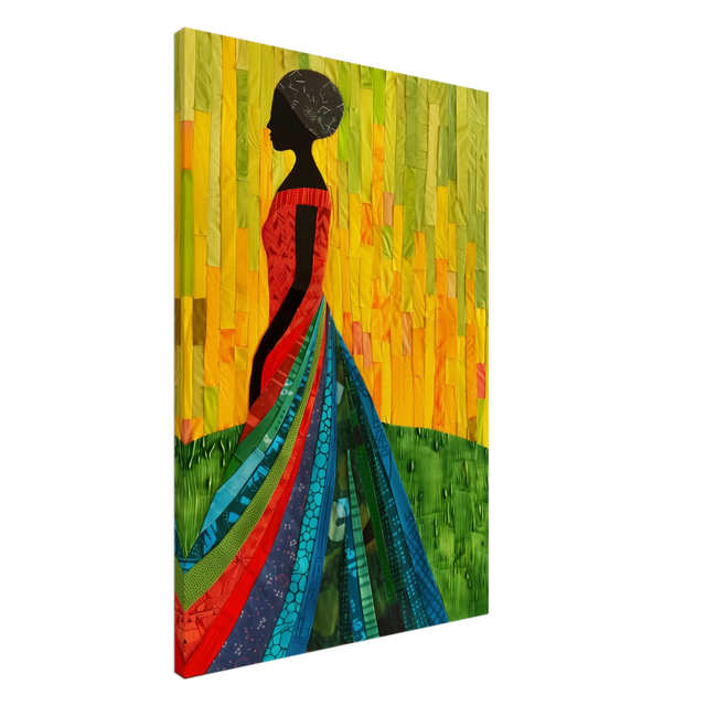 Radiant Silhouette – Afrocentric Collage Wall Art Print - Canvas - 60x90 cm / 24x36″ - 