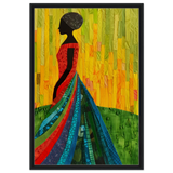 Radiant Silhouette – Afrocentric Collage Wall Art Print - Framed Canvas - 60x90 cm / 24x36″ - Black frame