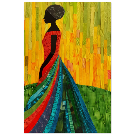 Radiant Silhouette – Afrocentric Collage Wall Art Print - Wood Prints - 20x30 cm / 8x12″ - 