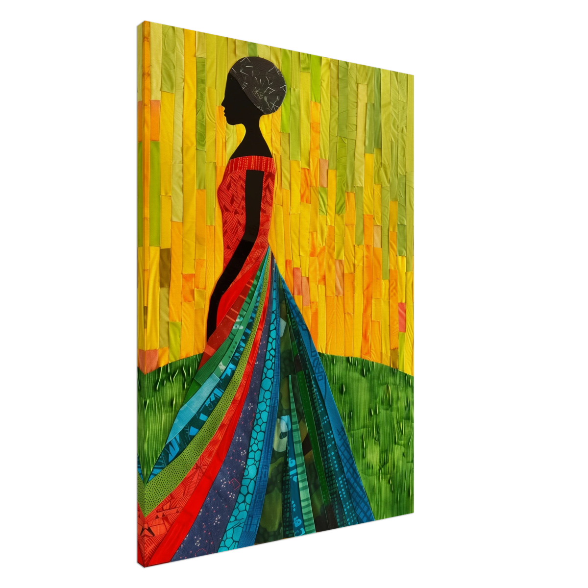 Radiant Silhouette – Afrocentric Collage Wall Art Print - Canvas - 70x100 cm / 28x40″ - 