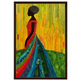Radiant Silhouette – Afrocentric Collage Wall Art Print - Framed Canvas - 60x90 cm / 24x36″ - Dark wood frame