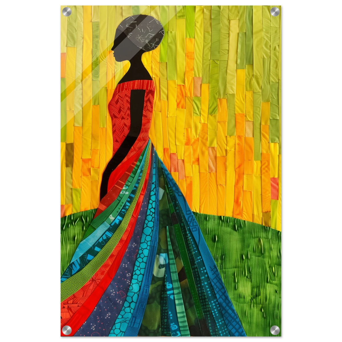 Radiant Silhouette – Afrocentric Collage Wall Art Print - Acrylic Print - 50x75 cm / 20x30″ - 