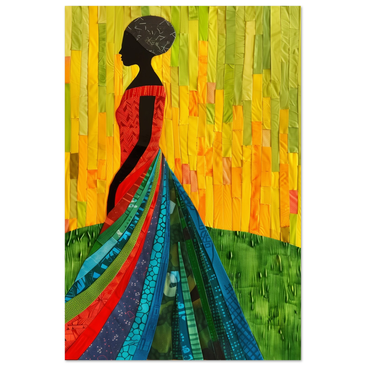 Radiant Silhouette – Afrocentric Collage Wall Art Print - Fine Art Poster - 60x90 cm / 24x36″ - 