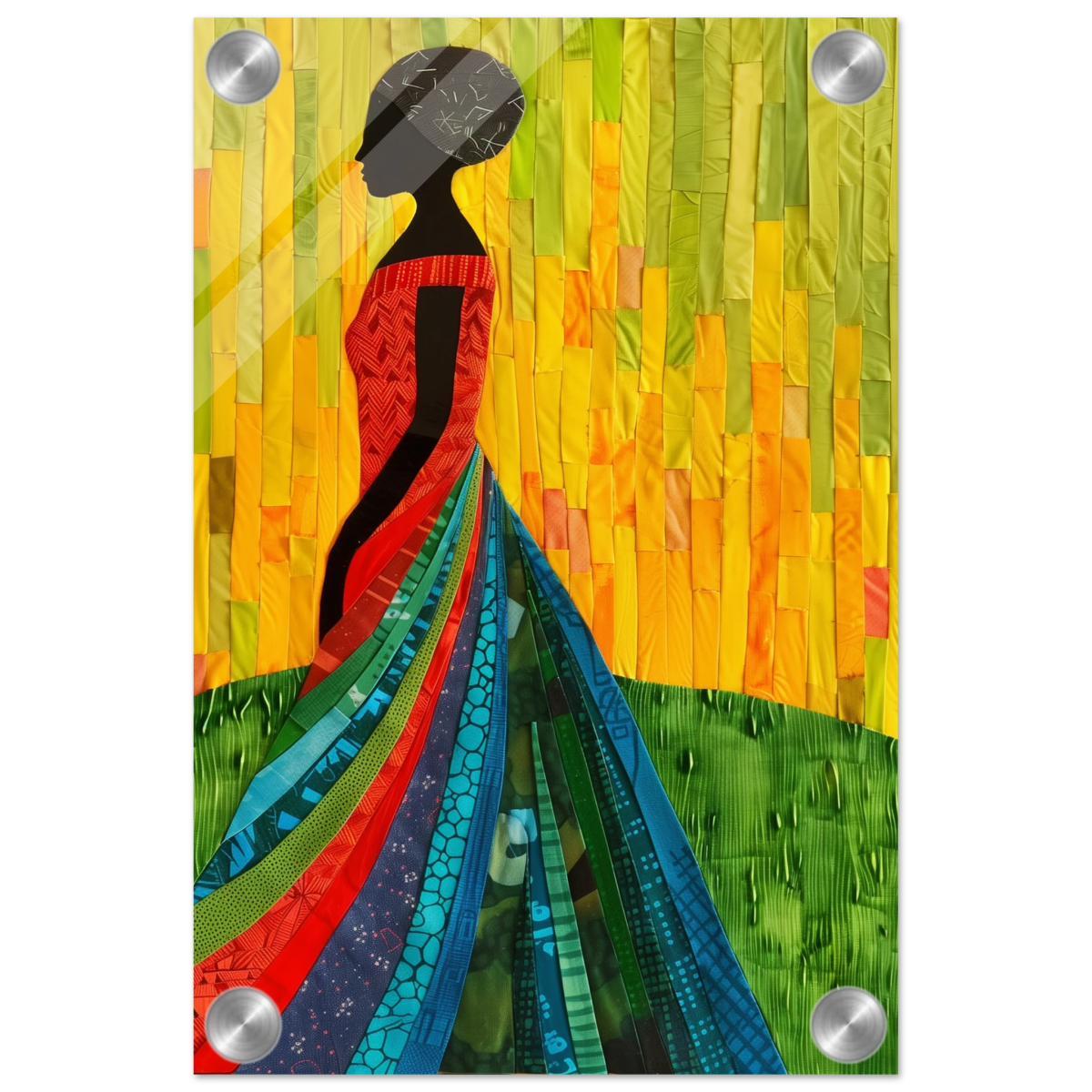 Radiant Silhouette – Afrocentric Collage Wall Art Print - Acrylic Print - 20x30 cm / 8x12″ - 