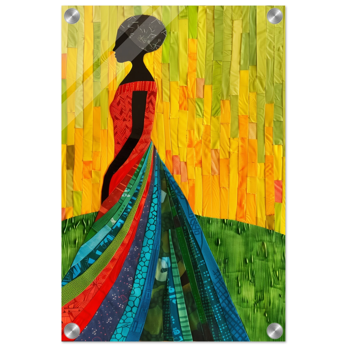 Radiant Silhouette – Afrocentric Collage Wall Art Print - Acrylic Print - 30x45 cm / 12x18″ - 