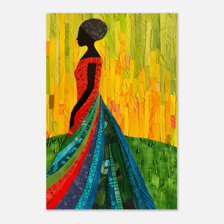 Radiant Silhouette – Afrocentric Collage Wall Art Print - Aluminum Print - 40x60 cm / 16x24″ - 