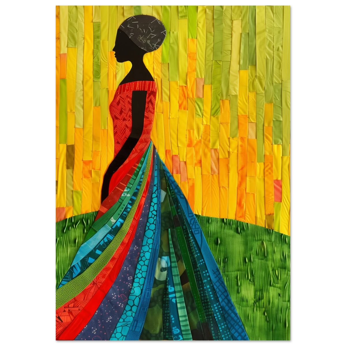 Radiant Silhouette – Afrocentric Collage Wall Art Print - Fine Art Poster - 70x100 cm / 28x40″ - 