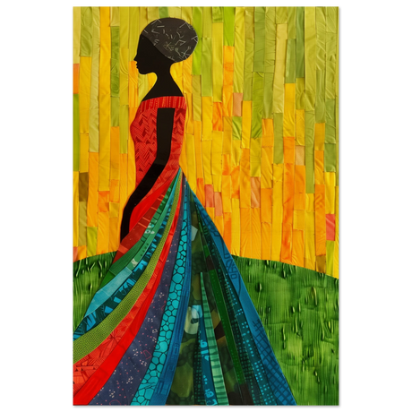 Radiant Silhouette – Afrocentric Collage Wall Art Print - Wood Prints - 30x45 cm / 12x18″ - 