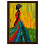 Radiant Silhouette – Afrocentric Collage Wall Art Print - Framed Canvas - 30x45 cm / 12x18″ - Dark wood frame