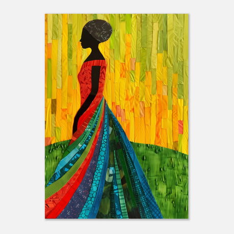 Radiant Silhouette – Afrocentric Collage Wall Art Print - Aluminum Print - 70x100 cm / 28x40″ - 