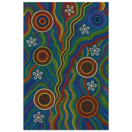Rainbow Dreaming Aboriginal Wall Art Print - Fine Art Poster - 30x45 cm / 12x18″ - 